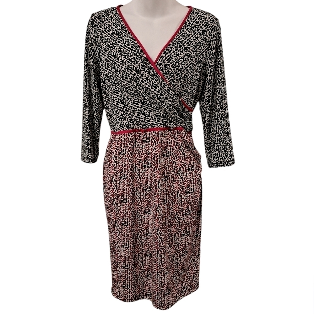 LONDON TIMES PETITES •3/4 Length Sleeve• Faux Wrap Sheath Dress • Size 10P • NWT